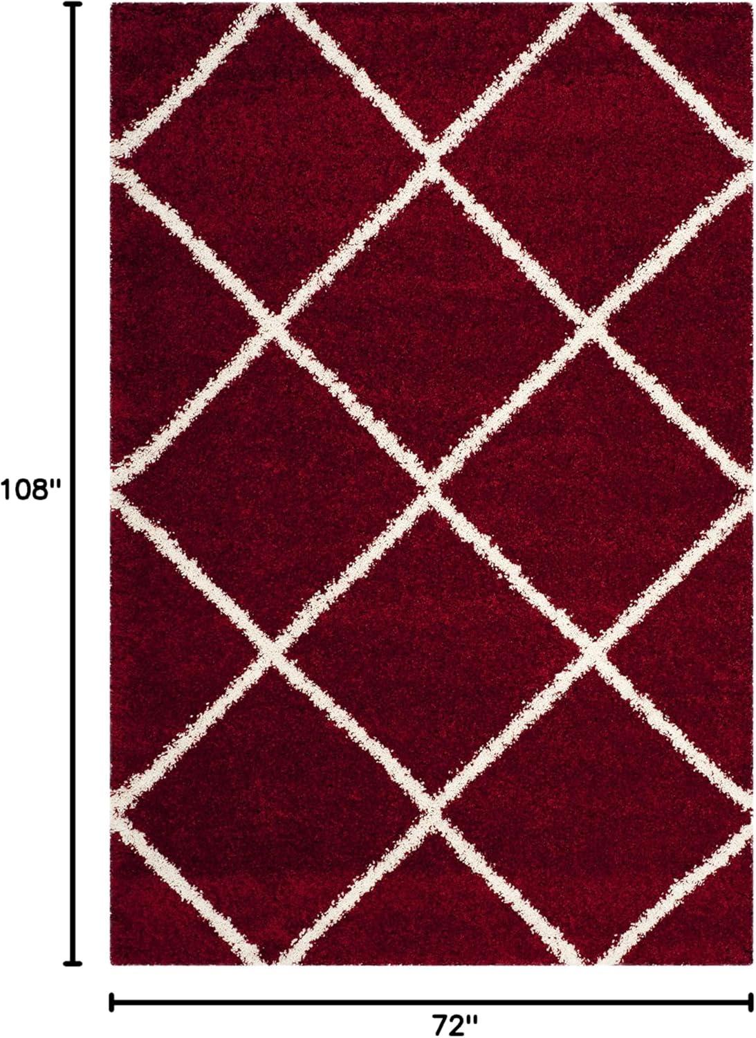 image:imageSAFAVIEH Hudson Shag Collection Area Rug 53 x 76 Ivory amp Grey Modern Trellis Design NonShedding amp Easy Care 2inch Thick Ideal for High Traffic Areas in Living Room Bedroom SGH281ARedIvory