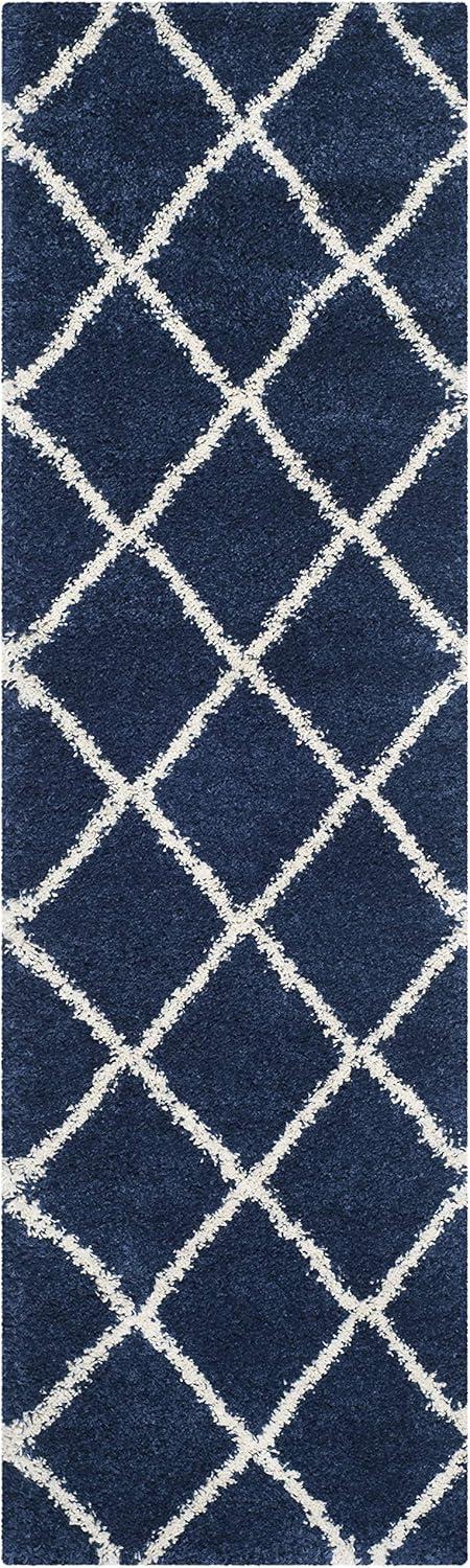 image:imageSAFAVIEH Hudson Shag Collection Area Rug 53 x 76 Ivory amp Grey Modern Trellis Design NonShedding amp Easy Care 2inch Thick Ideal for High Traffic Areas in Living Room Bedroom SGH281ANavyIvory