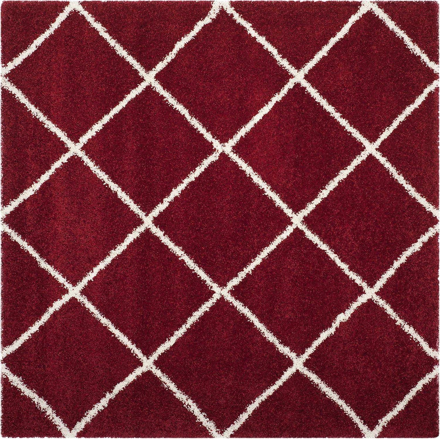 image:imageSAFAVIEH Hudson Shag Collection Area Rug 53 x 76 Ivory amp Grey Modern Trellis Design NonShedding amp Easy Care 2inch Thick Ideal for High Traffic Areas in Living Room Bedroom SGH281ARedIvory