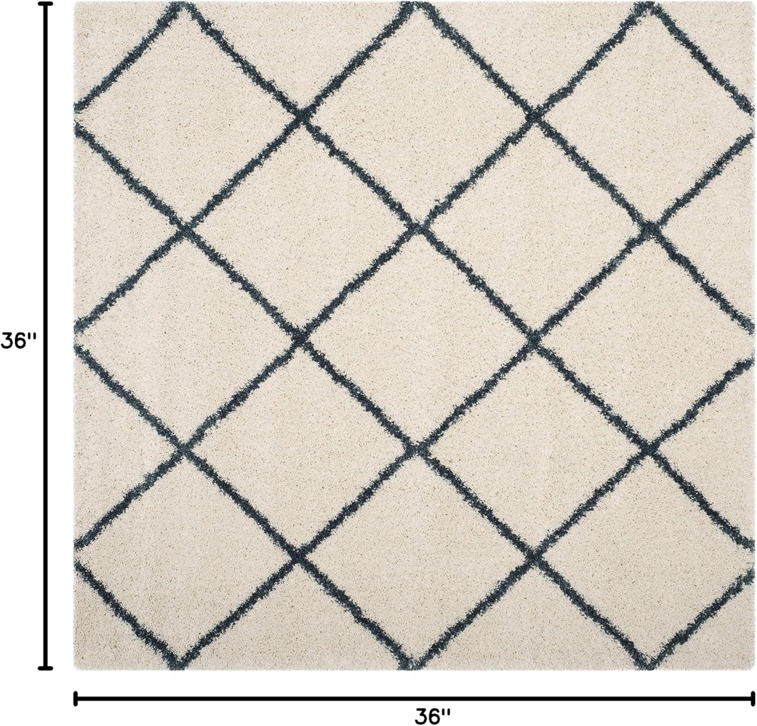 image:imageSAFAVIEH Hudson Shag Collection Area Rug 53 x 76 Ivory amp Grey Modern Trellis Design NonShedding amp Easy Care 2inch Thick Ideal for High Traffic Areas in Living Room Bedroom SGH281AIvorySteel Blue