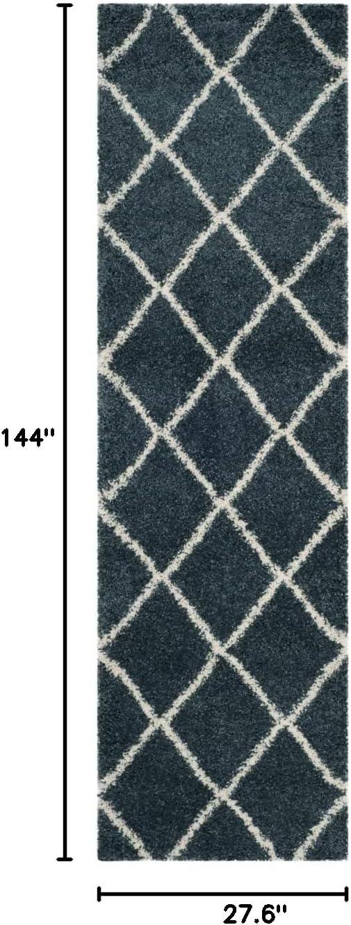 image:imageSAFAVIEH Hudson Shag Collection Area Rug 53 x 76 Ivory amp Grey Modern Trellis Design NonShedding amp Easy Care 2inch Thick Ideal for High Traffic Areas in Living Room Bedroom SGH281ASlate BlueIvory