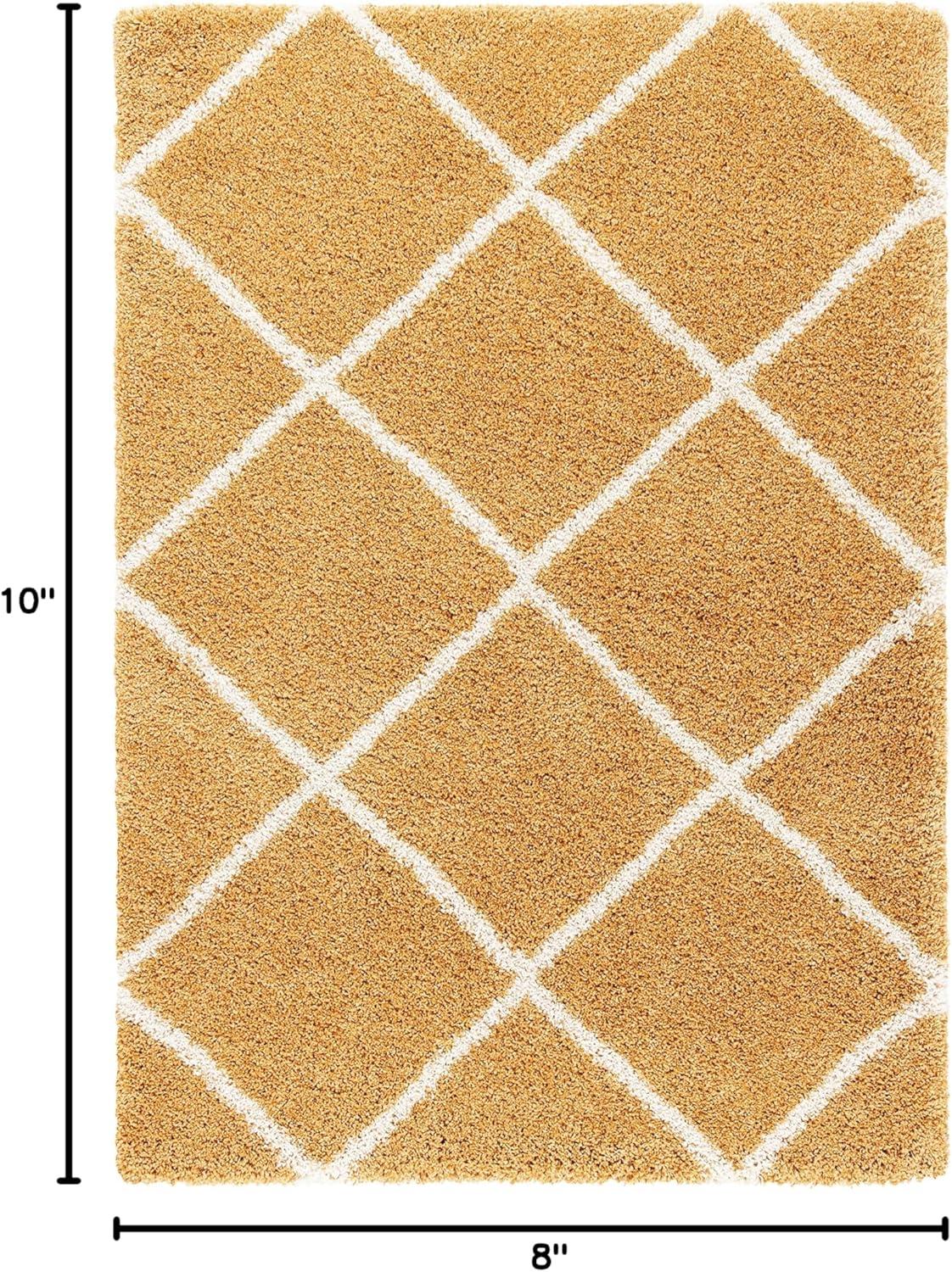 image:imageSAFAVIEH Hudson Shag Collection Area Rug 53 x 76 Ivory amp Grey Modern Trellis Design NonShedding amp Easy Care 2inch Thick Ideal for High Traffic Areas in Living Room Bedroom SGH281AGoldIvory