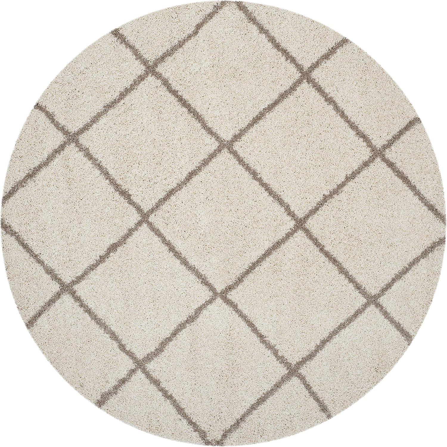 image:imageSAFAVIEH Hudson Shag Collection Area Rug 53 x 76 Ivory amp Grey Modern Trellis Design NonShedding amp Easy Care 2inch Thick Ideal for High Traffic Areas in Living Room Bedroom SGH281AIvoryBeige