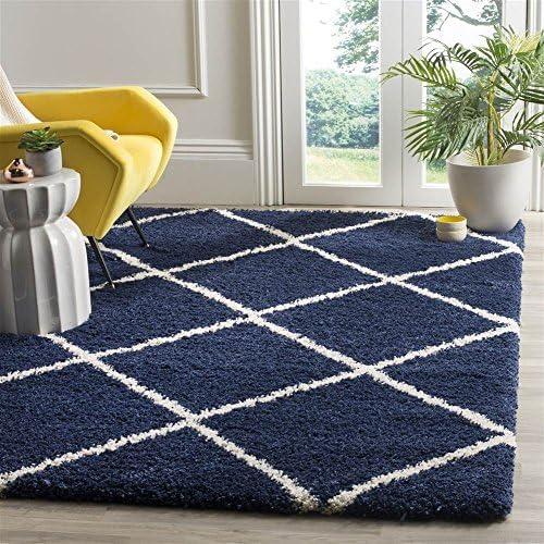 image:imageSAFAVIEH Hudson Shag Collection Area Rug 53 x 76 Ivory amp Grey Modern Trellis Design NonShedding amp Easy Care 2inch Thick Ideal for High Traffic Areas in Living Room Bedroom SGH281ANavyIvory