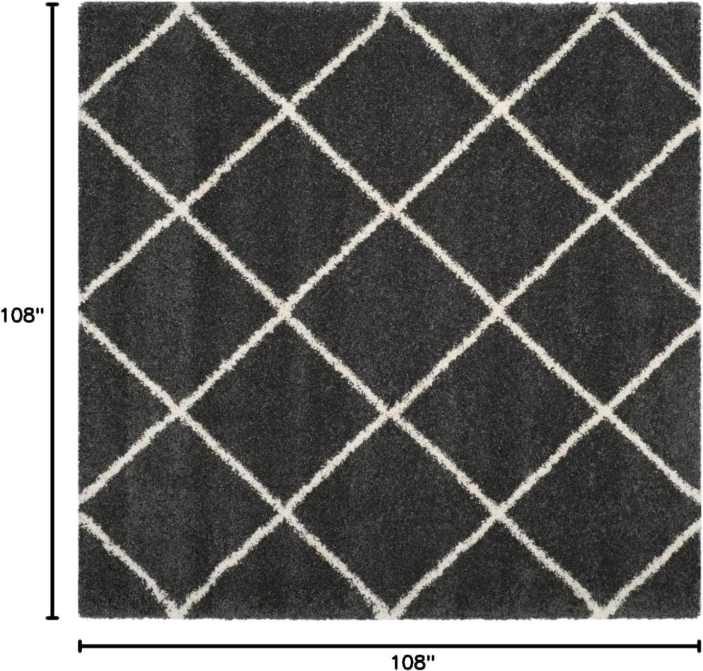 image:imageSAFAVIEH Hudson Shag Collection Area Rug 53 x 76 Ivory amp Grey Modern Trellis Design NonShedding amp Easy Care 2inch Thick Ideal for High Traffic Areas in Living Room Bedroom SGH281ADark GreyIvory