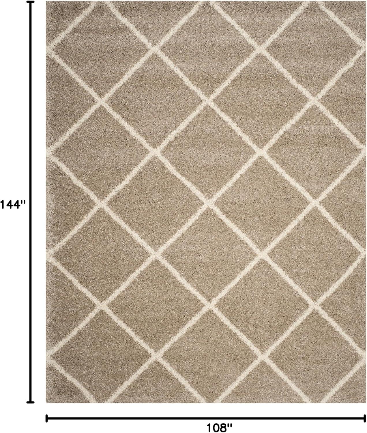 image:imageSAFAVIEH Hudson Shag Collection Area Rug 53 x 76 Ivory amp Grey Modern Trellis Design NonShedding amp Easy Care 2inch Thick Ideal for High Traffic Areas in Living Room Bedroom SGH281ABeigeIvory