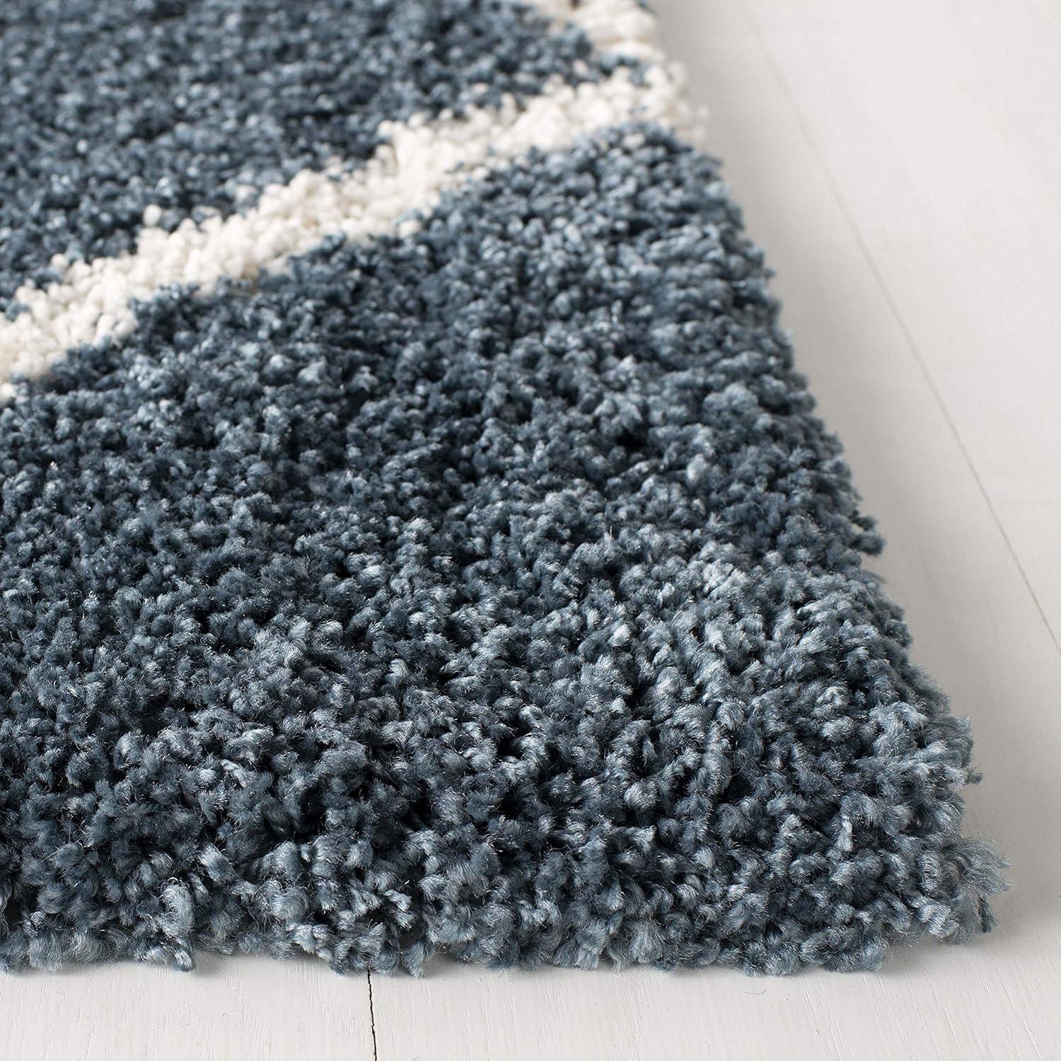 image:imageSAFAVIEH Hudson Shag Collection Area Rug 53 x 76 Ivory amp Grey Modern Trellis Design NonShedding amp Easy Care 2inch Thick Ideal for High Traffic Areas in Living Room Bedroom SGH281ASlate BlueIvory