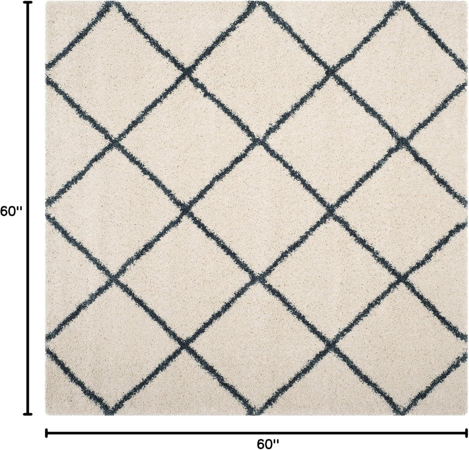 image:imageSAFAVIEH Hudson Shag Collection Area Rug 53 x 76 Ivory amp Grey Modern Trellis Design NonShedding amp Easy Care 2inch Thick Ideal for High Traffic Areas in Living Room Bedroom SGH281AIvorySteel Blue