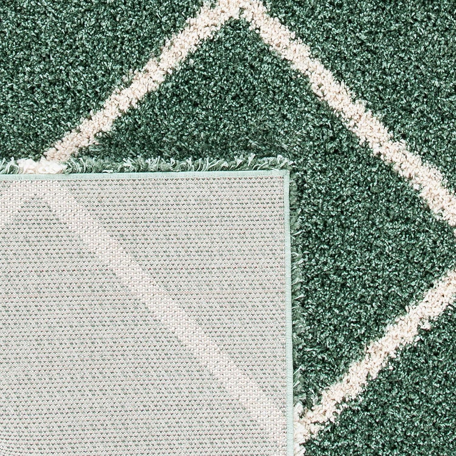 image:imageSAFAVIEH Hudson Shag Collection Area Rug 53 x 76 Ivory amp Grey Modern Trellis Design NonShedding amp Easy Care 2inch Thick Ideal for High Traffic Areas in Living Room Bedroom SGH281AGreenIvory
