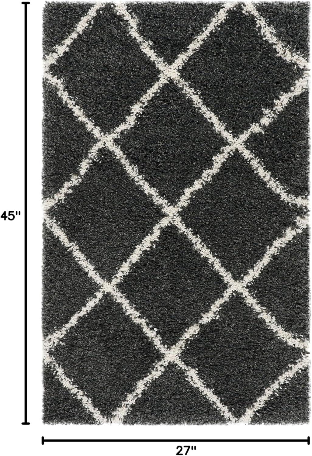 image:imageSAFAVIEH Hudson Shag Collection Area Rug 53 x 76 Ivory amp Grey Modern Trellis Design NonShedding amp Easy Care 2inch Thick Ideal for High Traffic Areas in Living Room Bedroom SGH281ADark GreyIvory