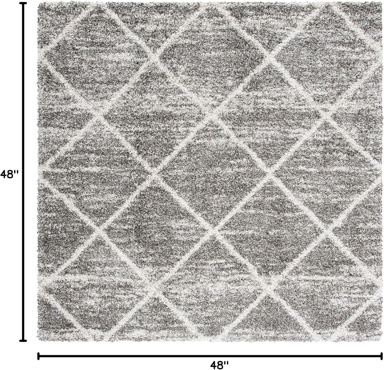 image:imageSAFAVIEH Hudson Shag Collection Area Rug 53 x 76 Ivory amp Grey Modern Trellis Design NonShedding amp Easy Care 2inch Thick Ideal for High Traffic Areas in Living Room Bedroom SGH281ADistressed GreyIvory