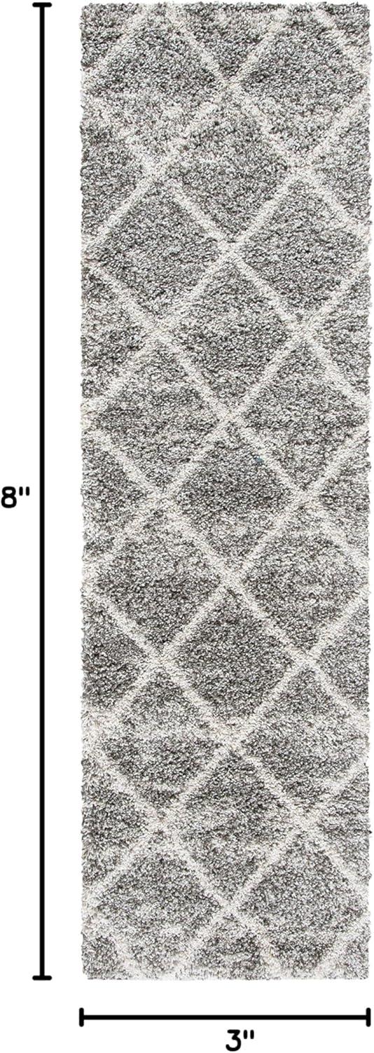 image:imageSAFAVIEH Hudson Shag Collection Area Rug 53 x 76 Ivory amp Grey Modern Trellis Design NonShedding amp Easy Care 2inch Thick Ideal for High Traffic Areas in Living Room Bedroom SGH281ADistressed GreyIvory