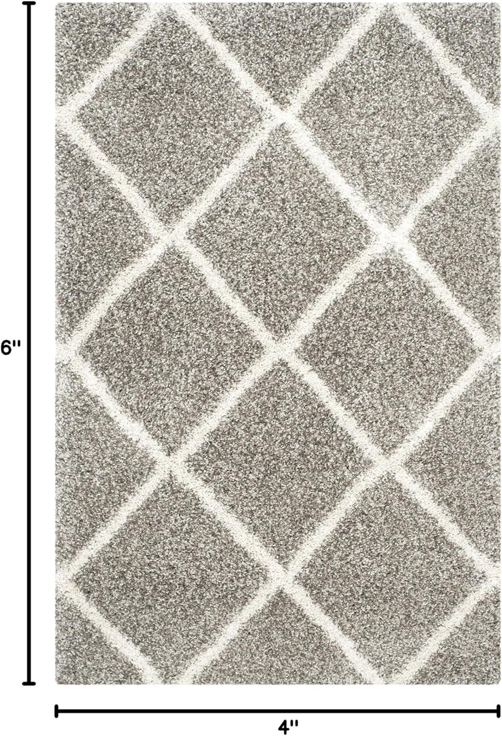 image:imageSAFAVIEH Hudson Shag Collection Area Rug 53 x 76 Ivory amp Grey Modern Trellis Design NonShedding amp Easy Care 2inch Thick Ideal for High Traffic Areas in Living Room Bedroom SGH281AGreyIvory