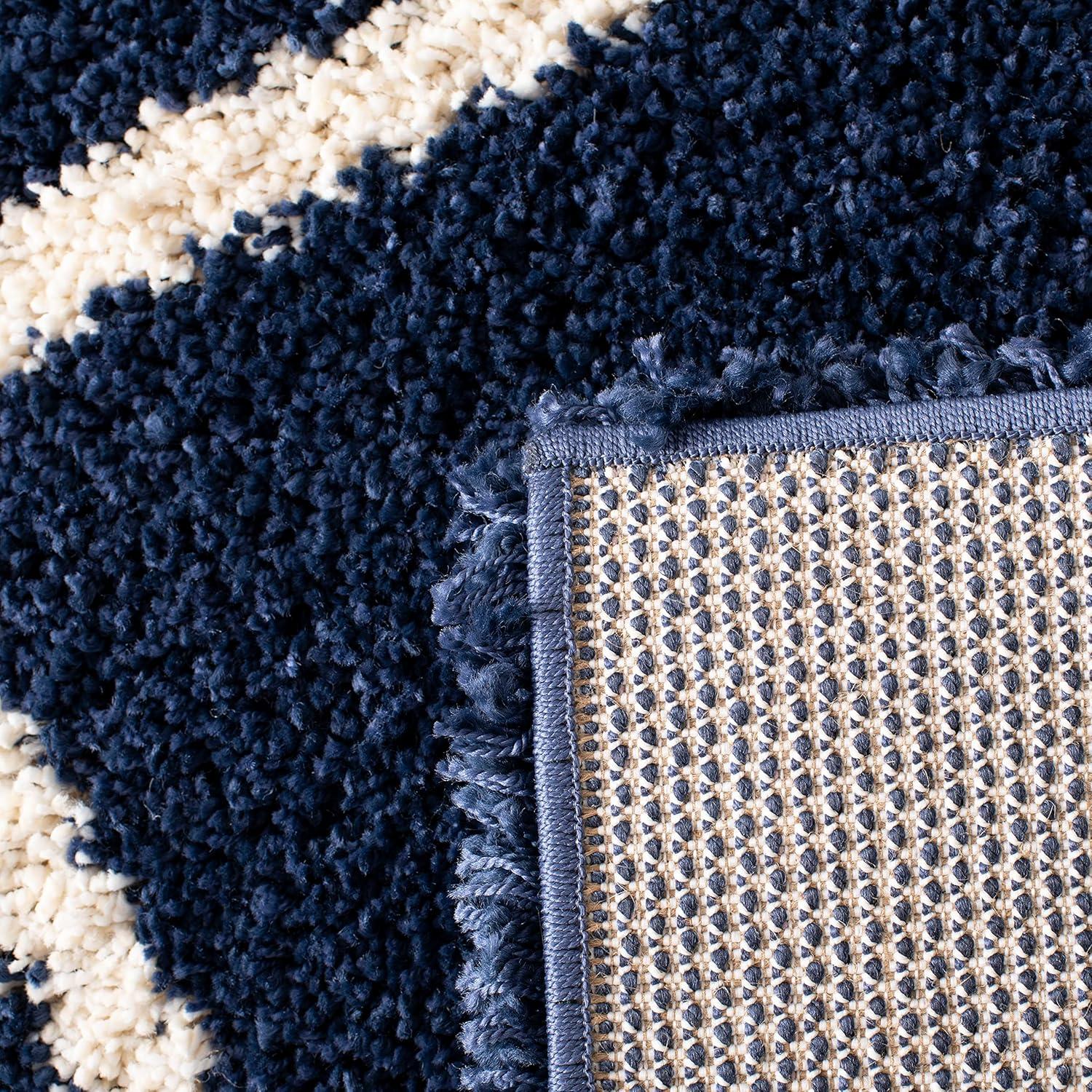 image:imageSAFAVIEH Hudson Shag Collection Area Rug 53 x 76 Ivory amp Grey Modern Trellis Design NonShedding amp Easy Care 2inch Thick Ideal for High Traffic Areas in Living Room Bedroom SGH281ANavyIvory