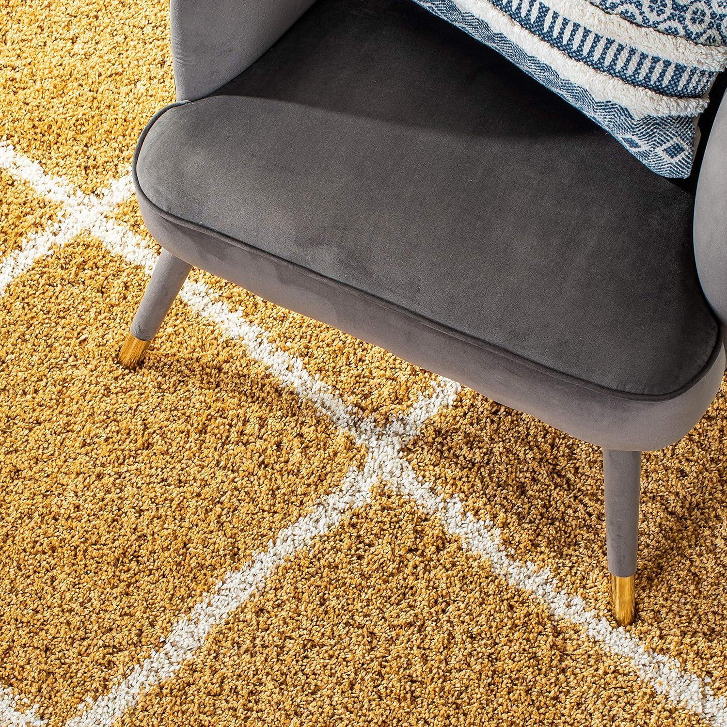 image:imageSAFAVIEH Hudson Shag Collection Area Rug 53 x 76 Ivory amp Grey Modern Trellis Design NonShedding amp Easy Care 2inch Thick Ideal for High Traffic Areas in Living Room Bedroom SGH281AGoldIvory