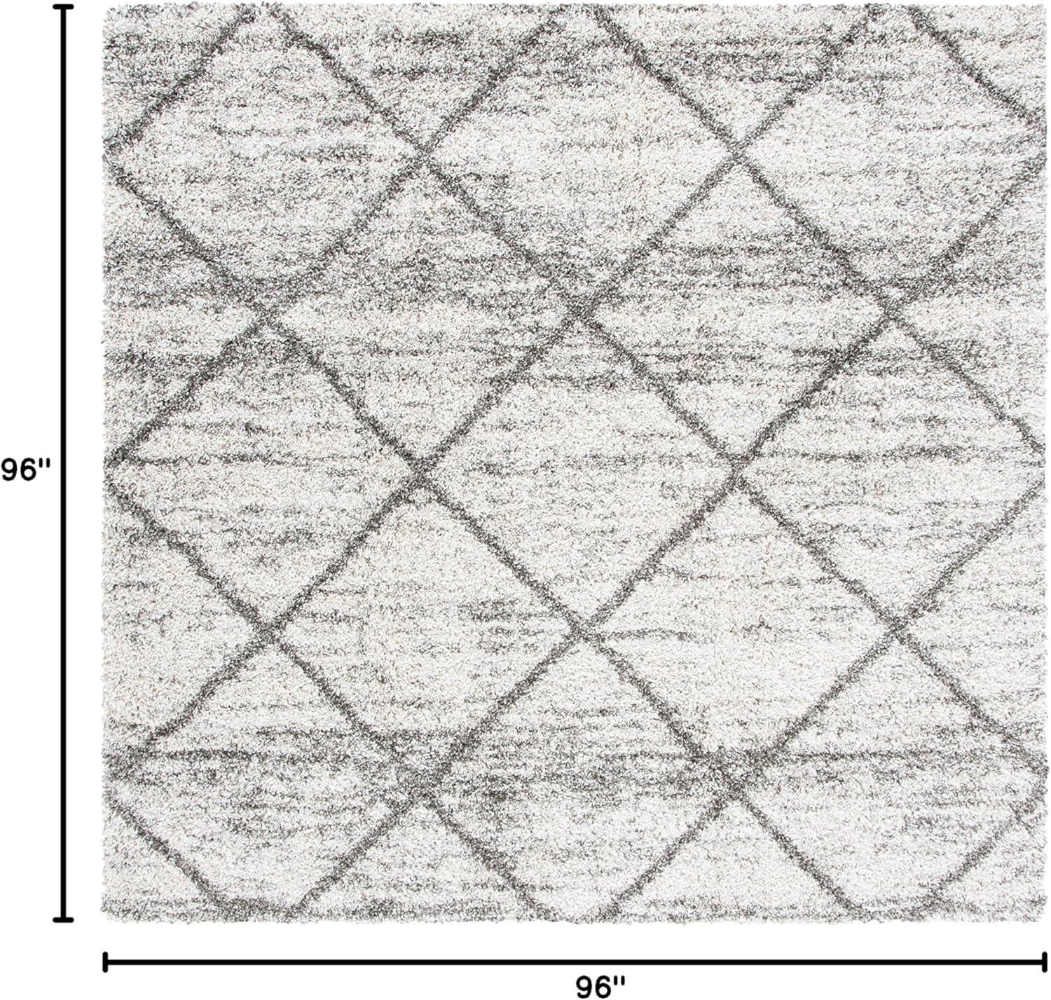 image:imageSAFAVIEH Hudson Shag Collection Area Rug 53 x 76 Ivory amp Grey Modern Trellis Design NonShedding amp Easy Care 2inch Thick Ideal for High Traffic Areas in Living Room Bedroom SGH281AGreyBeige