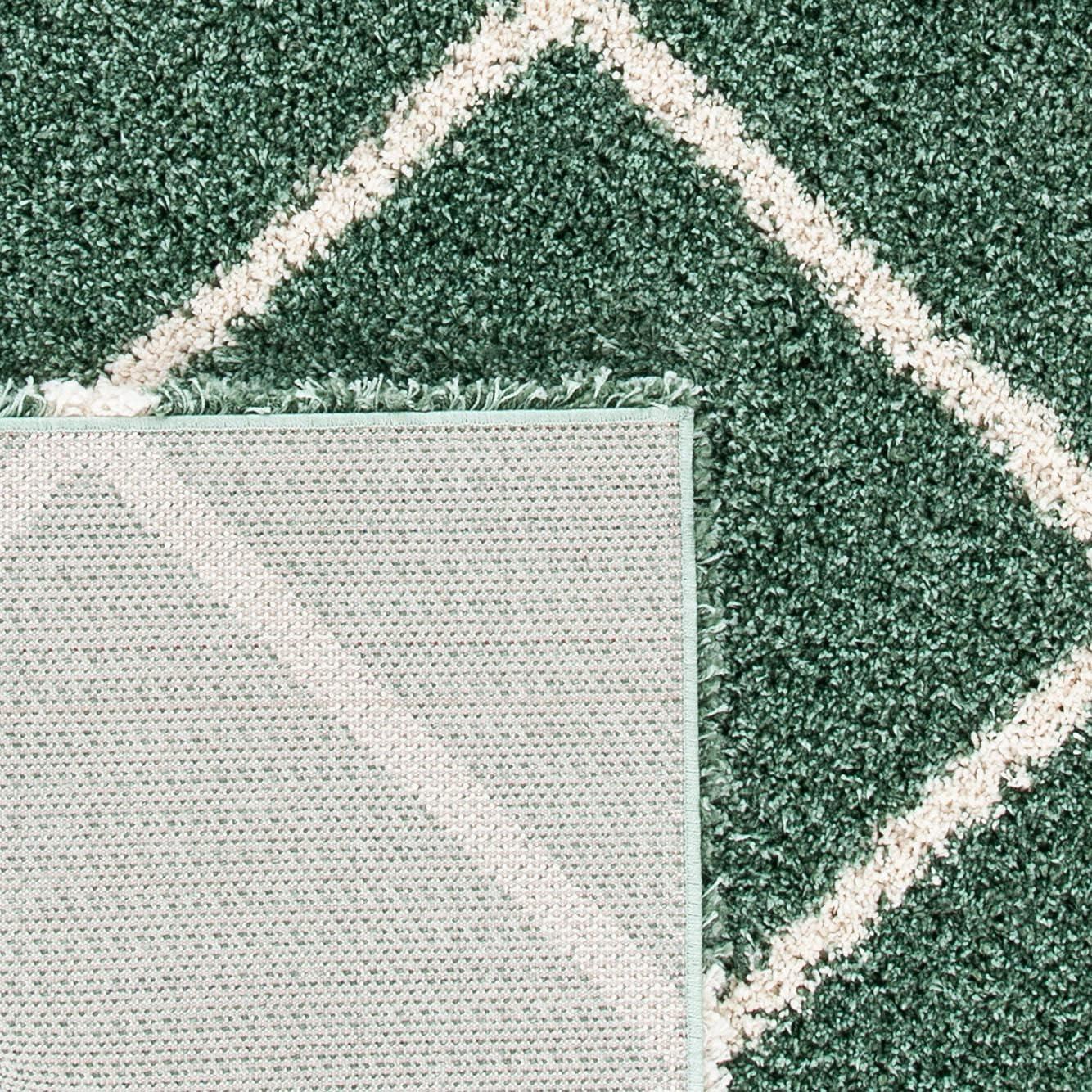 image:imageSAFAVIEH Hudson Shag Collection Area Rug 53 x 76 Ivory amp Grey Modern Trellis Design NonShedding amp Easy Care 2inch Thick Ideal for High Traffic Areas in Living Room Bedroom SGH281AGreenIvory
