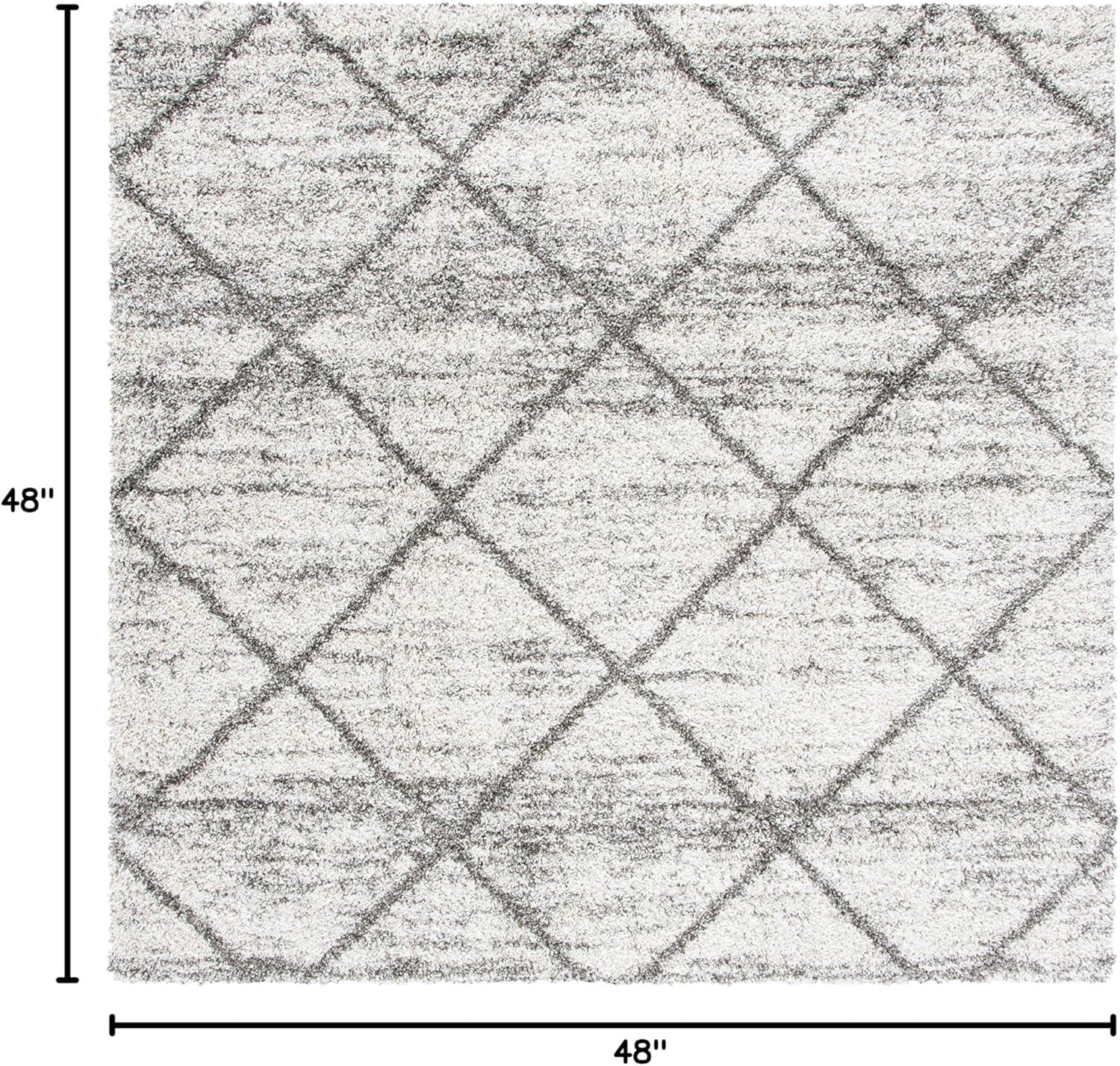 image:imageSAFAVIEH Hudson Shag Collection Area Rug 53 x 76 Ivory amp Grey Modern Trellis Design NonShedding amp Easy Care 2inch Thick Ideal for High Traffic Areas in Living Room Bedroom SGH281AGreyBeige