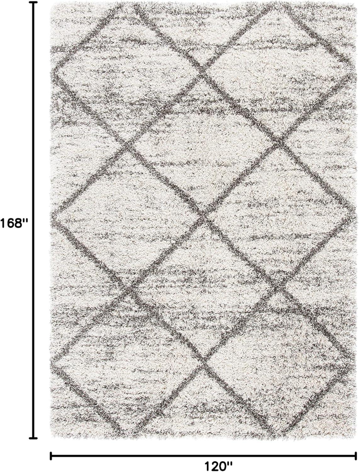 image:imageSAFAVIEH Hudson Shag Collection Area Rug 53 x 76 Ivory amp Grey Modern Trellis Design NonShedding amp Easy Care 2inch Thick Ideal for High Traffic Areas in Living Room Bedroom SGH281AGreyBeige