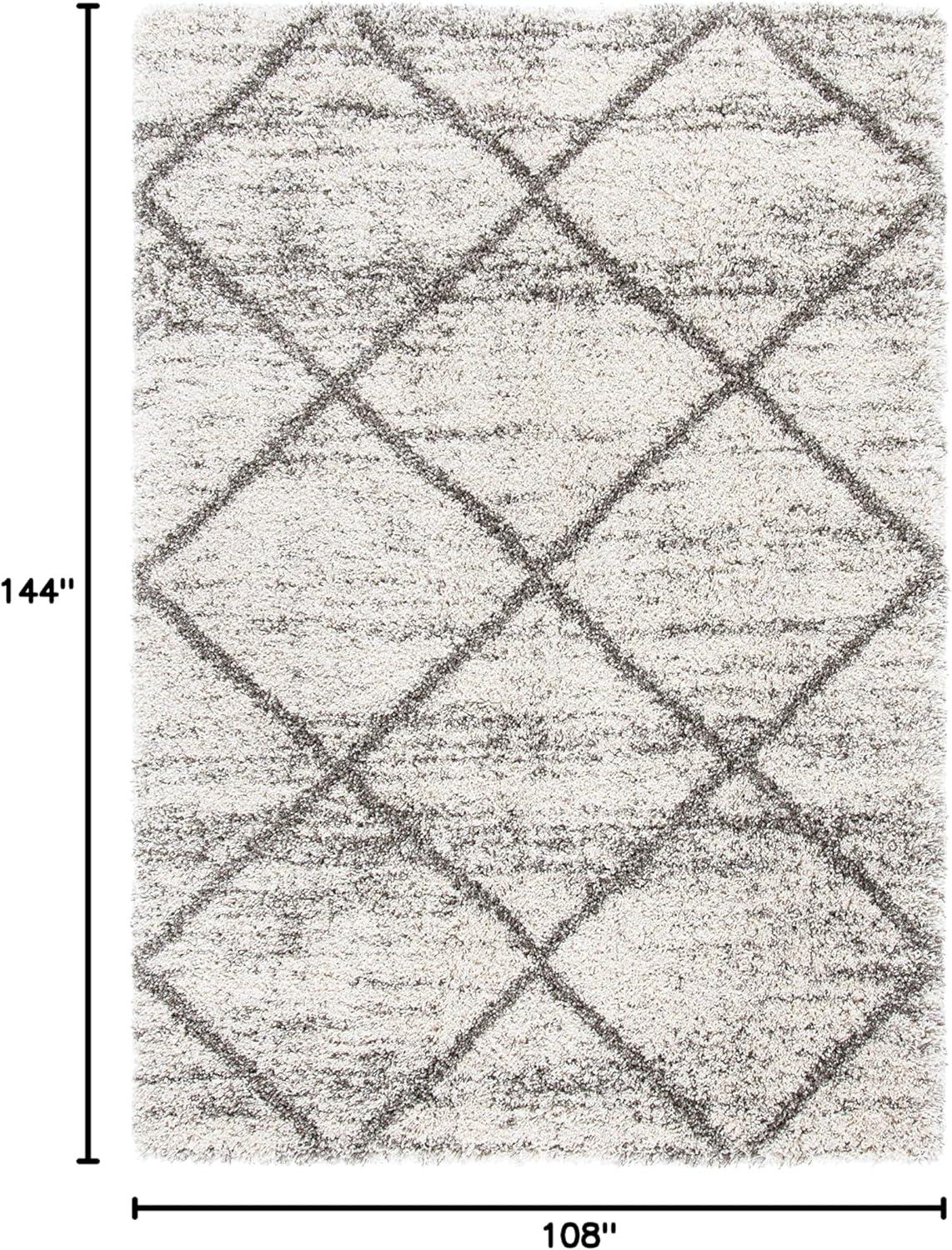 image:imageSAFAVIEH Hudson Shag Collection Area Rug 53 x 76 Ivory amp Grey Modern Trellis Design NonShedding amp Easy Care 2inch Thick Ideal for High Traffic Areas in Living Room Bedroom SGH281AGreyBeige