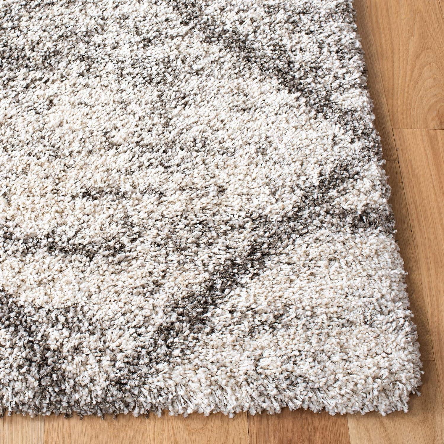 image:imageSAFAVIEH Hudson Shag Collection Area Rug 53 x 76 Ivory amp Grey Modern Trellis Design NonShedding amp Easy Care 2inch Thick Ideal for High Traffic Areas in Living Room Bedroom SGH281AGreyBeige
