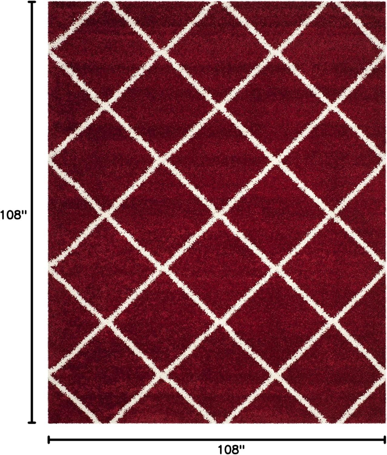 image:imageSAFAVIEH Hudson Shag Collection Area Rug 53 x 76 Ivory amp Grey Modern Trellis Design NonShedding amp Easy Care 2inch Thick Ideal for High Traffic Areas in Living Room Bedroom SGH281ARedIvory
