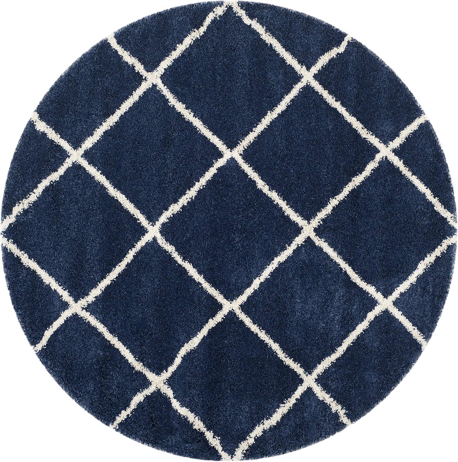 image:imageSAFAVIEH Hudson Shag Collection Area Rug 53 x 76 Ivory amp Grey Modern Trellis Design NonShedding amp Easy Care 2inch Thick Ideal for High Traffic Areas in Living Room Bedroom SGH281ANavyIvory