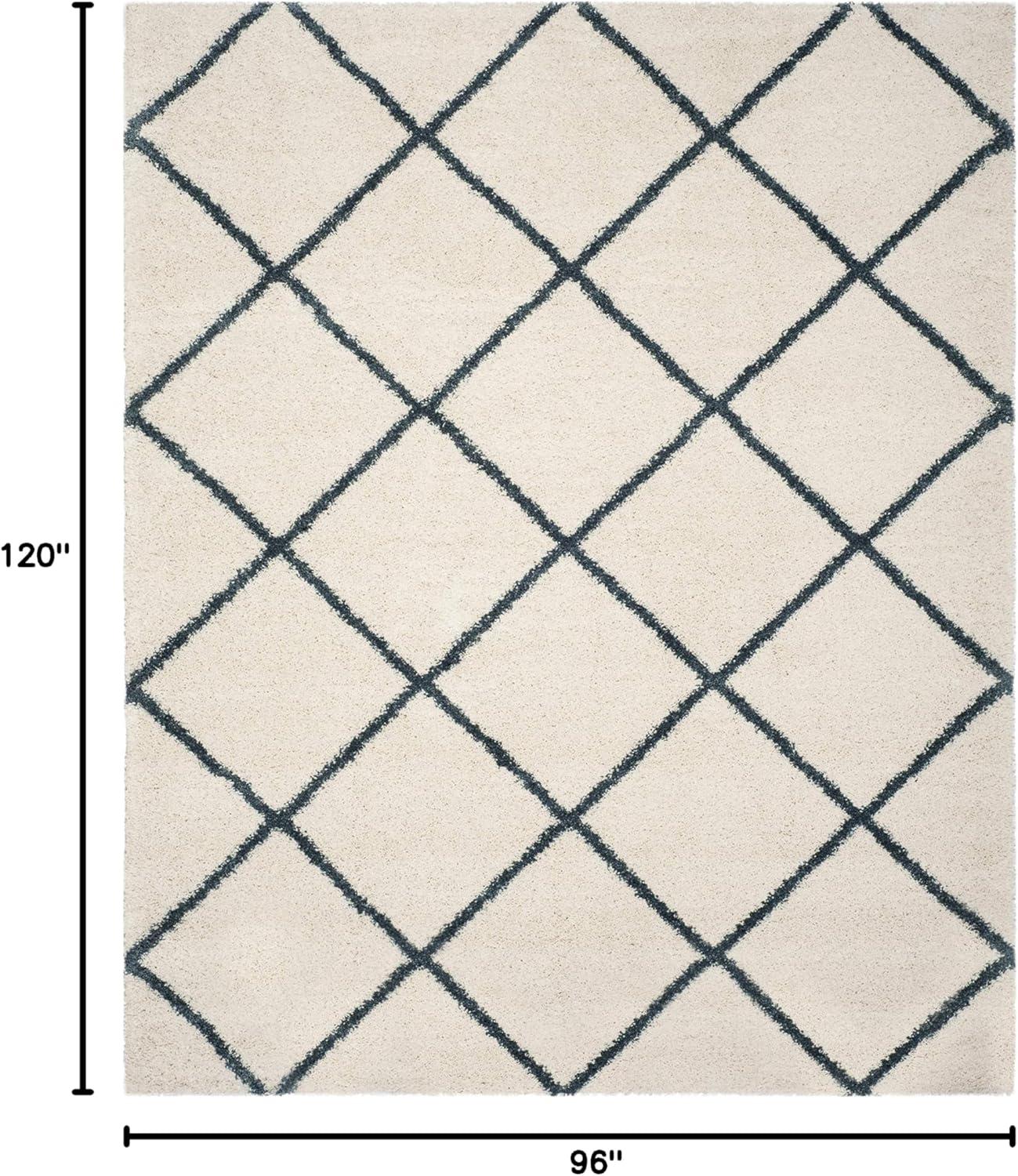 image:imageSAFAVIEH Hudson Shag Collection Area Rug 53 x 76 Ivory amp Grey Modern Trellis Design NonShedding amp Easy Care 2inch Thick Ideal for High Traffic Areas in Living Room Bedroom SGH281AIvorySteel Blue