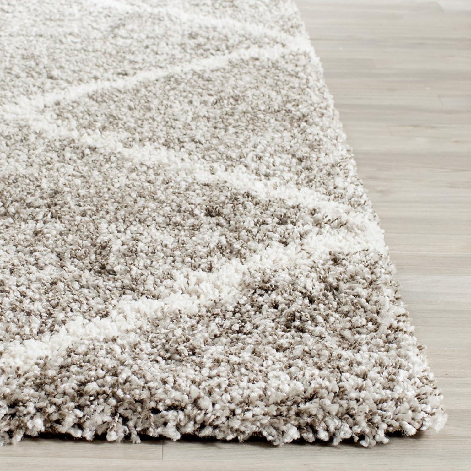 image:imageSAFAVIEH Hudson Shag Collection Area Rug 53 x 76 Ivory amp Grey Modern Trellis Design NonShedding amp Easy Care 2inch Thick Ideal for High Traffic Areas in Living Room Bedroom SGH281AGreyIvory