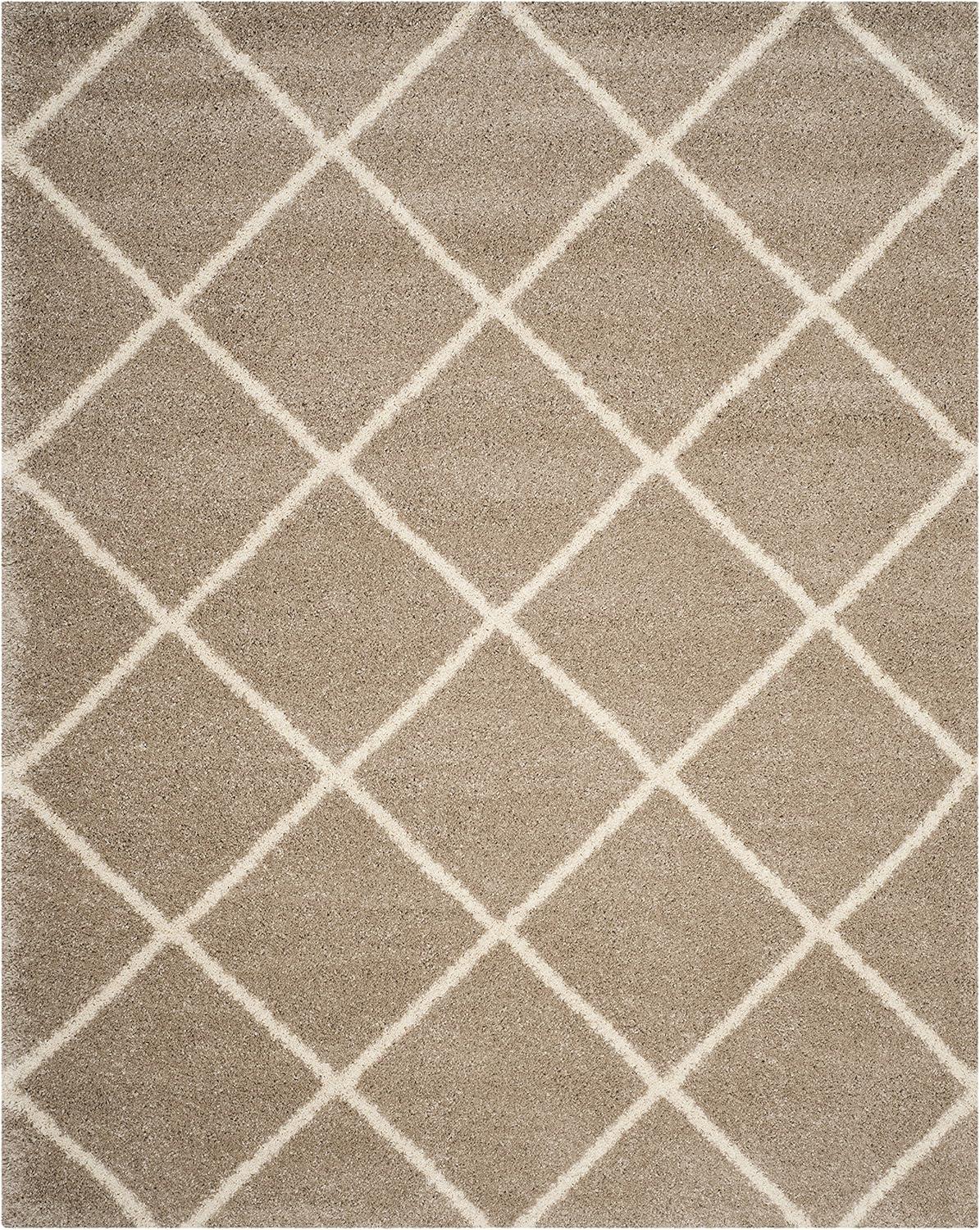 image:imageSAFAVIEH Hudson Shag Collection Area Rug 53 x 76 Ivory amp Grey Modern Trellis Design NonShedding amp Easy Care 2inch Thick Ideal for High Traffic Areas in Living Room Bedroom SGH281ABeigeIvory