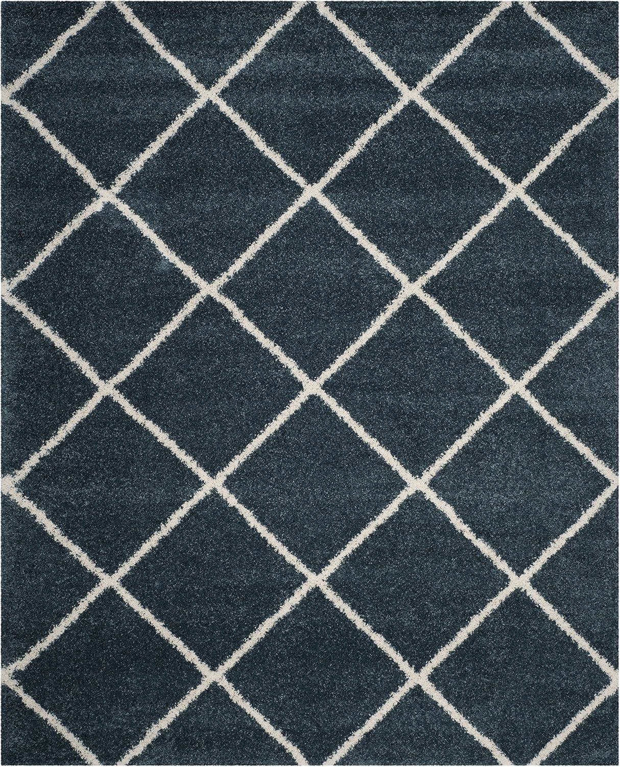 image:imageSAFAVIEH Hudson Shag Collection Area Rug 53 x 76 Ivory amp Grey Modern Trellis Design NonShedding amp Easy Care 2inch Thick Ideal for High Traffic Areas in Living Room Bedroom SGH281ASlate BlueIvory