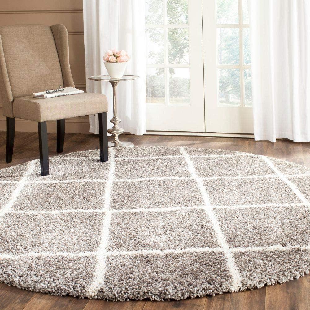 image:imageSAFAVIEH Hudson Shag Collection Area Rug 53 x 76 Ivory amp Grey Modern Trellis Design NonShedding amp Easy Care 2inch Thick Ideal for High Traffic Areas in Living Room Bedroom SGH281AGreyIvory