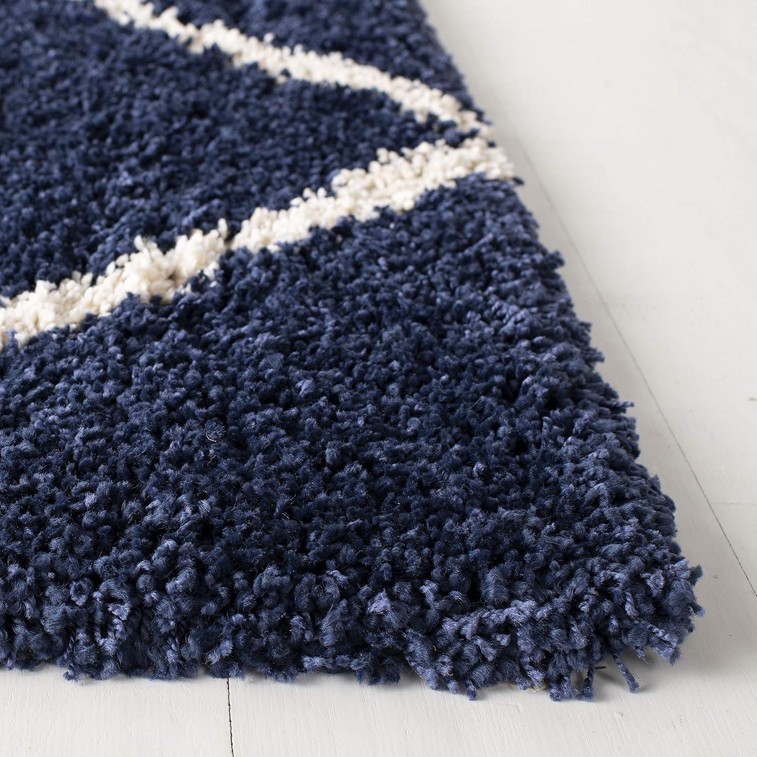 image:imageSAFAVIEH Hudson Shag Collection Area Rug 53 x 76 Ivory amp Grey Modern Trellis Design NonShedding amp Easy Care 2inch Thick Ideal for High Traffic Areas in Living Room Bedroom SGH281ANavyIvory