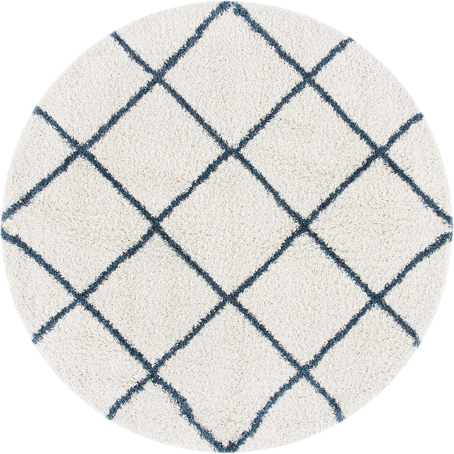 image:imageSAFAVIEH Hudson Shag Collection Area Rug 53 x 76 Ivory amp Grey Modern Trellis Design NonShedding amp Easy Care 2inch Thick Ideal for High Traffic Areas in Living Room Bedroom SGH281AIvorySteel Blue