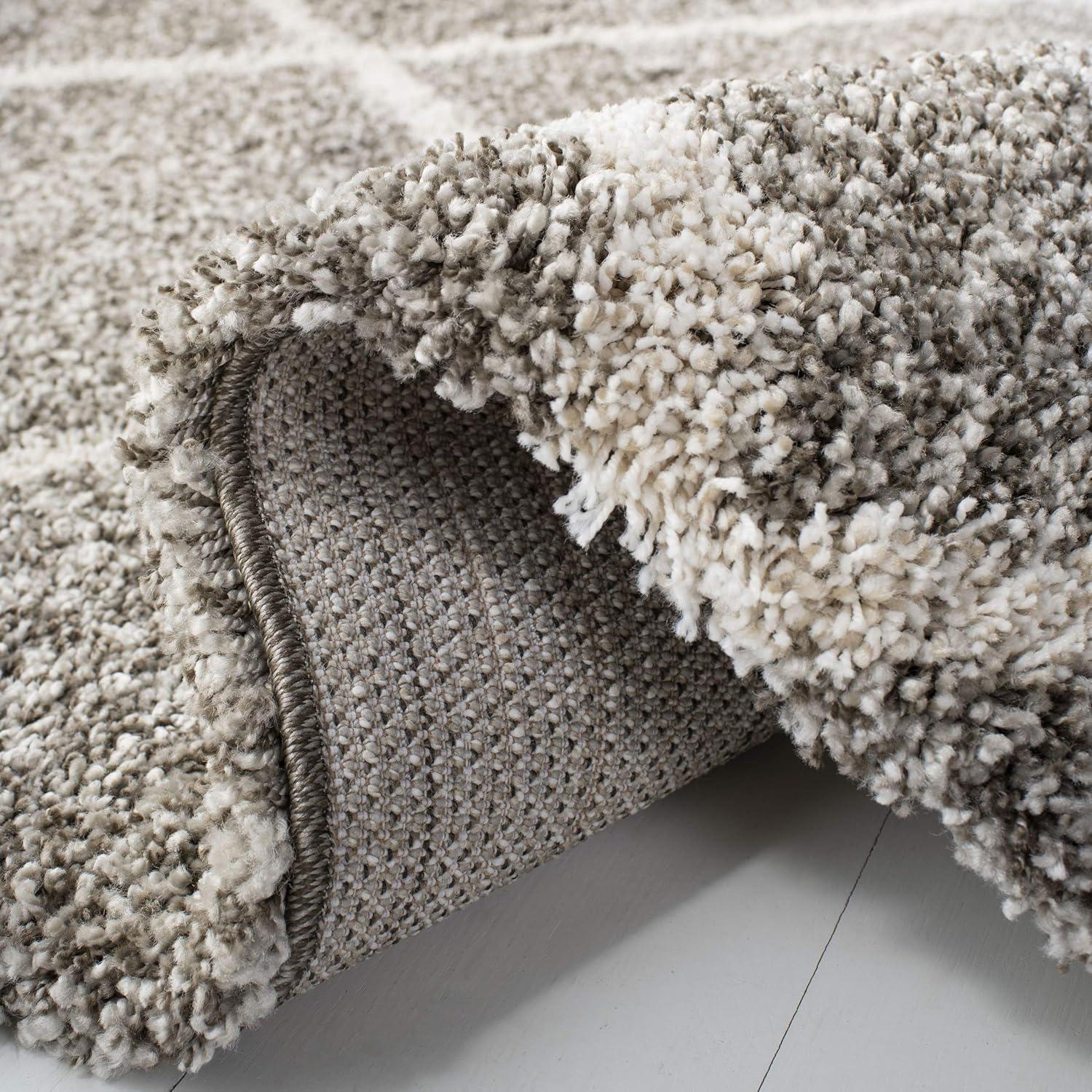 image:imageSAFAVIEH Hudson Shag Collection Area Rug 53 x 76 Ivory amp Grey Modern Trellis Design NonShedding amp Easy Care 2inch Thick Ideal for High Traffic Areas in Living Room Bedroom SGH281AGreyIvory