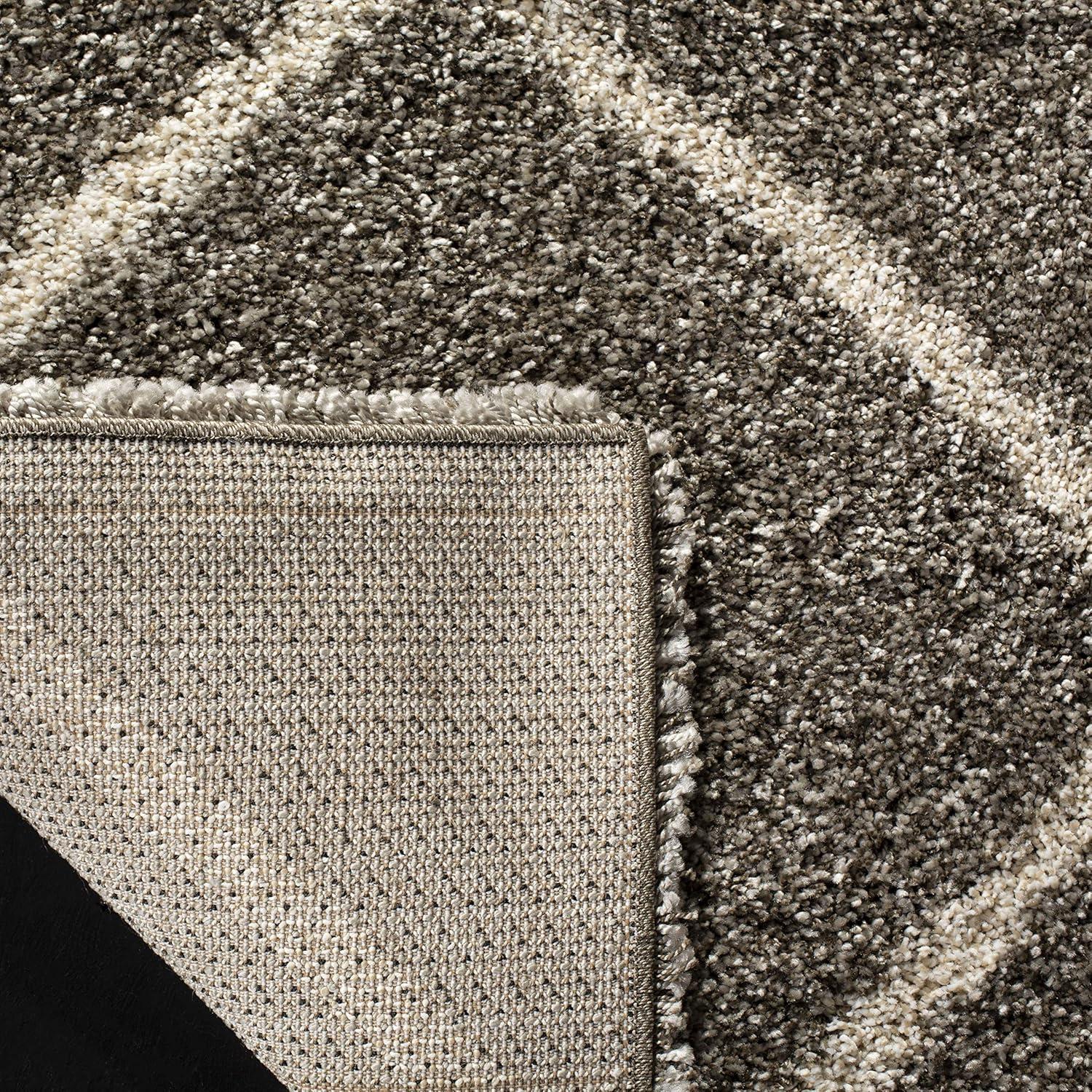 image:imageSAFAVIEH Hudson Shag Collection Area Rug 53 x 76 Ivory amp Grey Modern Trellis Design NonShedding amp Easy Care 2inch Thick Ideal for High Traffic Areas in Living Room Bedroom SGH281AGreyIvory