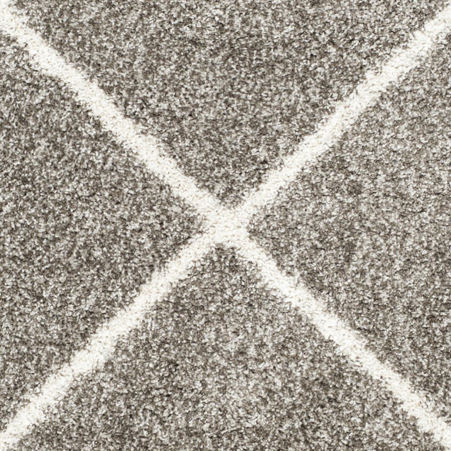 image:imageSAFAVIEH Hudson Shag Collection Area Rug 53 x 76 Ivory amp Grey Modern Trellis Design NonShedding amp Easy Care 2inch Thick Ideal for High Traffic Areas in Living Room Bedroom SGH281AGreyIvory
