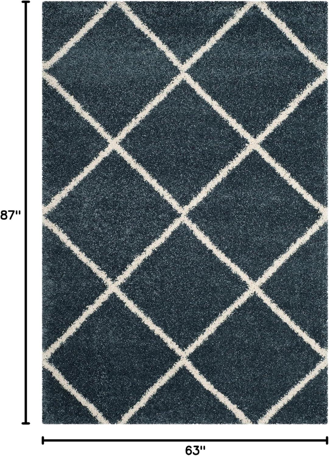 image:imageSAFAVIEH Hudson Shag Collection Area Rug 53 x 76 Ivory amp Grey Modern Trellis Design NonShedding amp Easy Care 2inch Thick Ideal for High Traffic Areas in Living Room Bedroom SGH281ASlate BlueIvory
