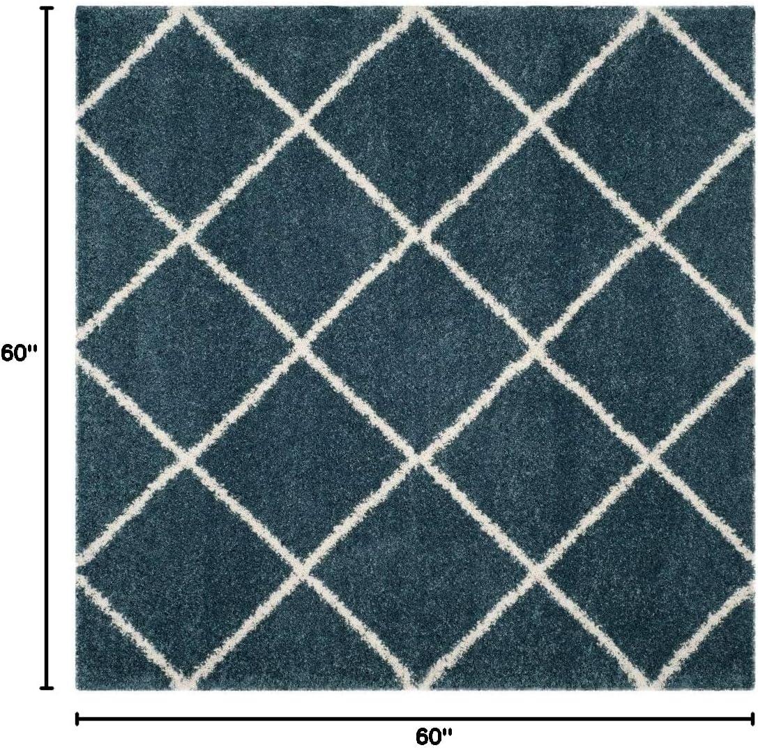 image:imageSAFAVIEH Hudson Shag Collection Area Rug 53 x 76 Ivory amp Grey Modern Trellis Design NonShedding amp Easy Care 2inch Thick Ideal for High Traffic Areas in Living Room Bedroom SGH281ASlate BlueIvory