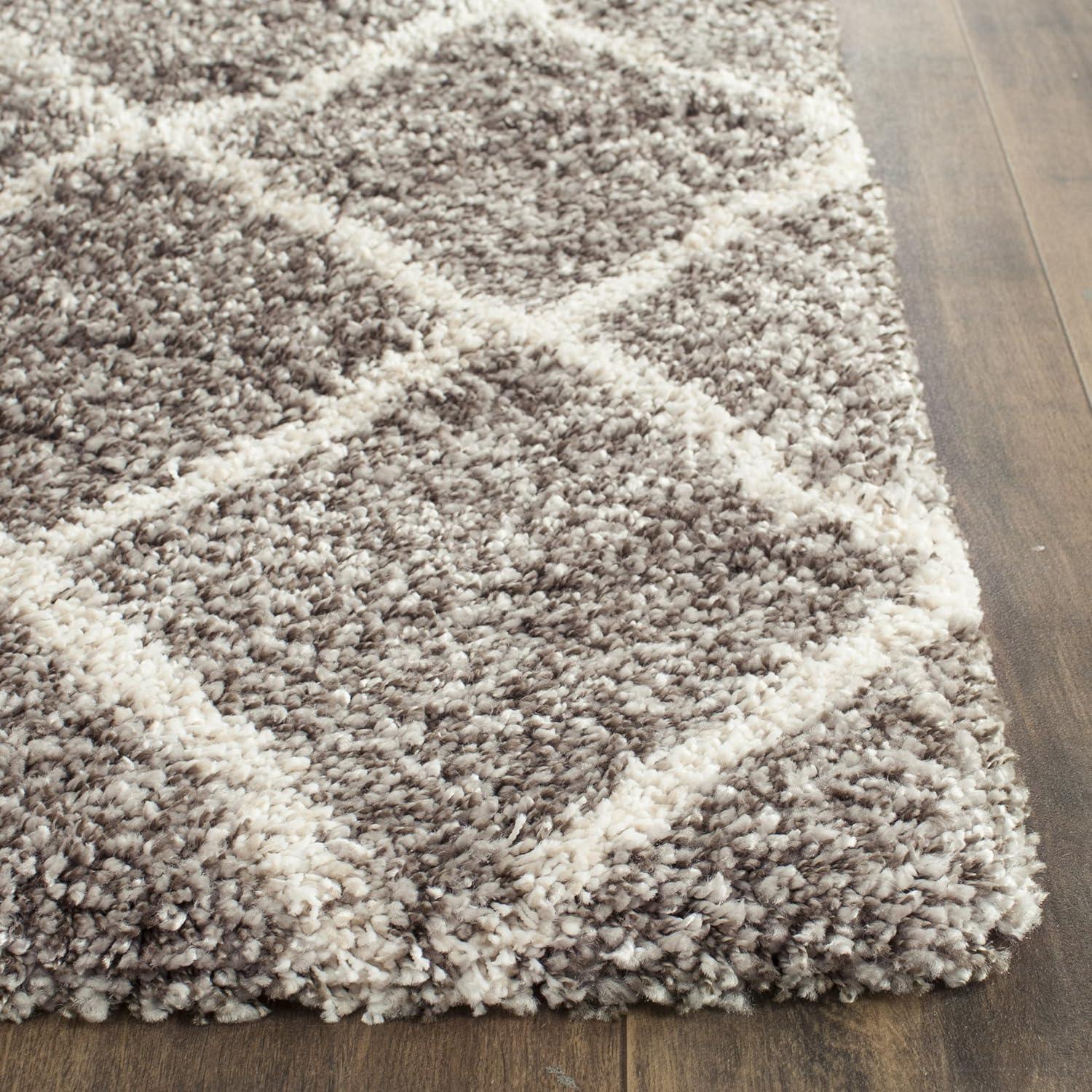 image:imageSAFAVIEH Hudson Shag Collection Area Rug 53 x 76 Ivory amp Grey Modern Trellis Design NonShedding amp Easy Care 2inch Thick Ideal for High Traffic Areas in Living Room Bedroom SGH281AGreyIvory