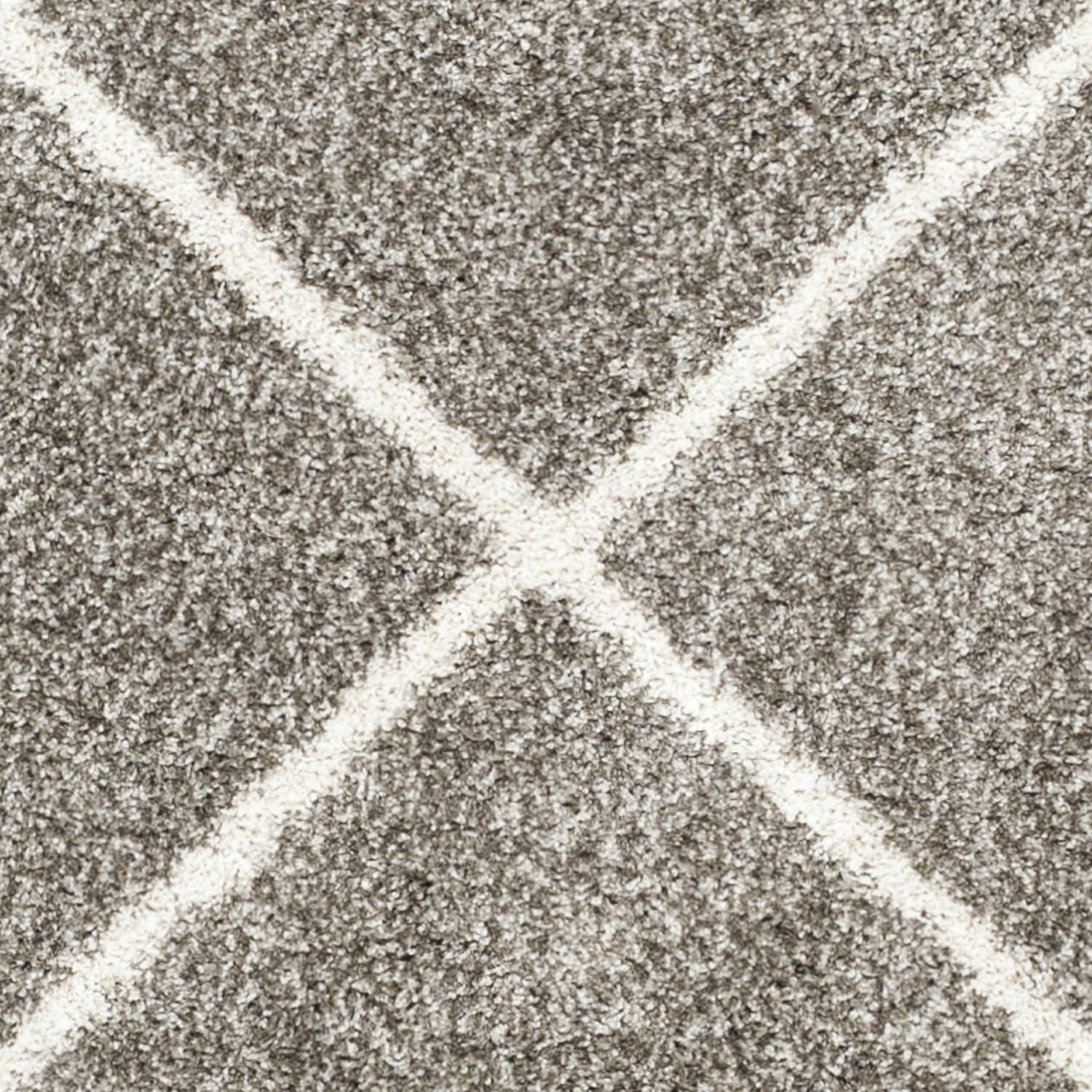 image:imageSAFAVIEH Hudson Shag Collection Area Rug 53 x 76 Ivory amp Grey Modern Trellis Design NonShedding amp Easy Care 2inch Thick Ideal for High Traffic Areas in Living Room Bedroom SGH281AGreyIvory