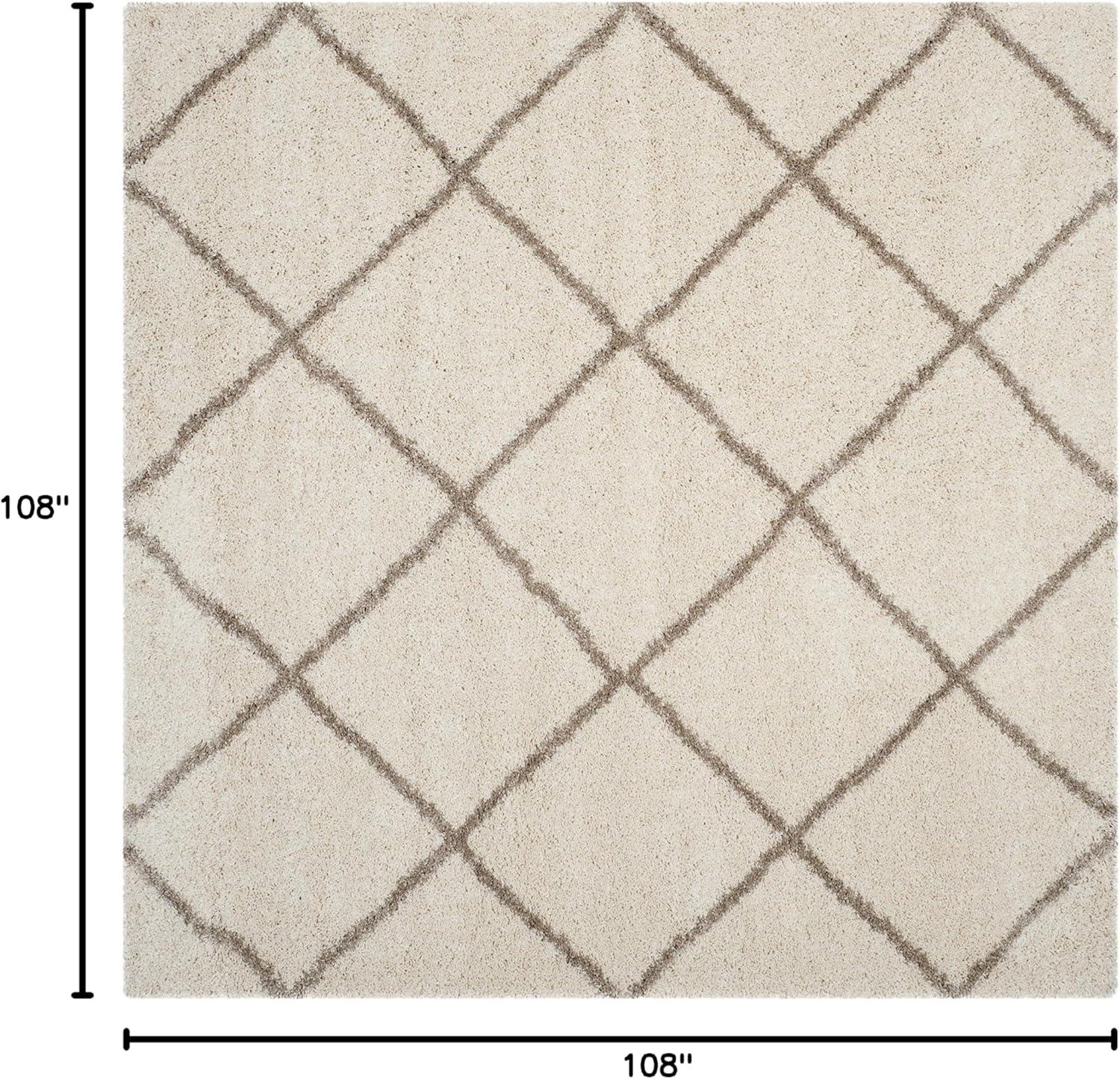 image:imageSAFAVIEH Hudson Shag Collection Area Rug 53 x 76 Ivory amp Grey Modern Trellis Design NonShedding amp Easy Care 2inch Thick Ideal for High Traffic Areas in Living Room Bedroom SGH281AIvoryBeige