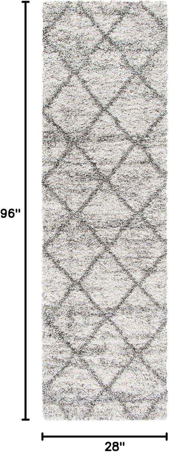 image:imageSAFAVIEH Hudson Shag Collection Area Rug 53 x 76 Ivory amp Grey Modern Trellis Design NonShedding amp Easy Care 2inch Thick Ideal for High Traffic Areas in Living Room Bedroom SGH281AGreyBeige