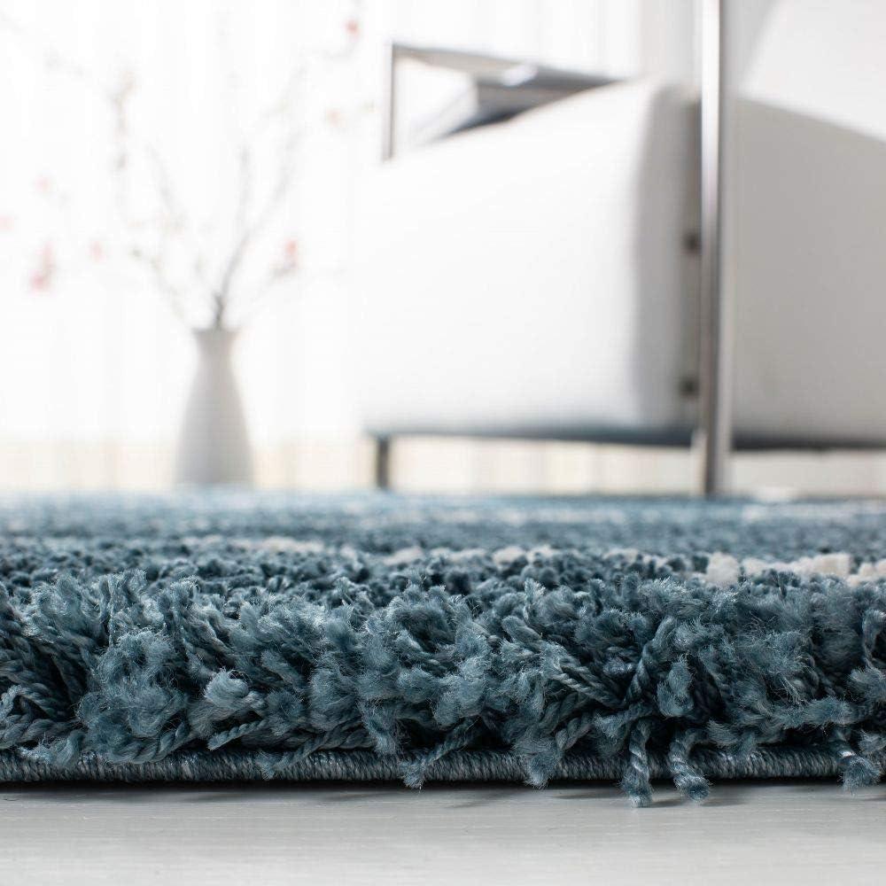 image:imageSAFAVIEH Hudson Shag Collection Area Rug 53 x 76 Ivory amp Grey Modern Trellis Design NonShedding amp Easy Care 2inch Thick Ideal for High Traffic Areas in Living Room Bedroom SGH281ASlate BlueIvory