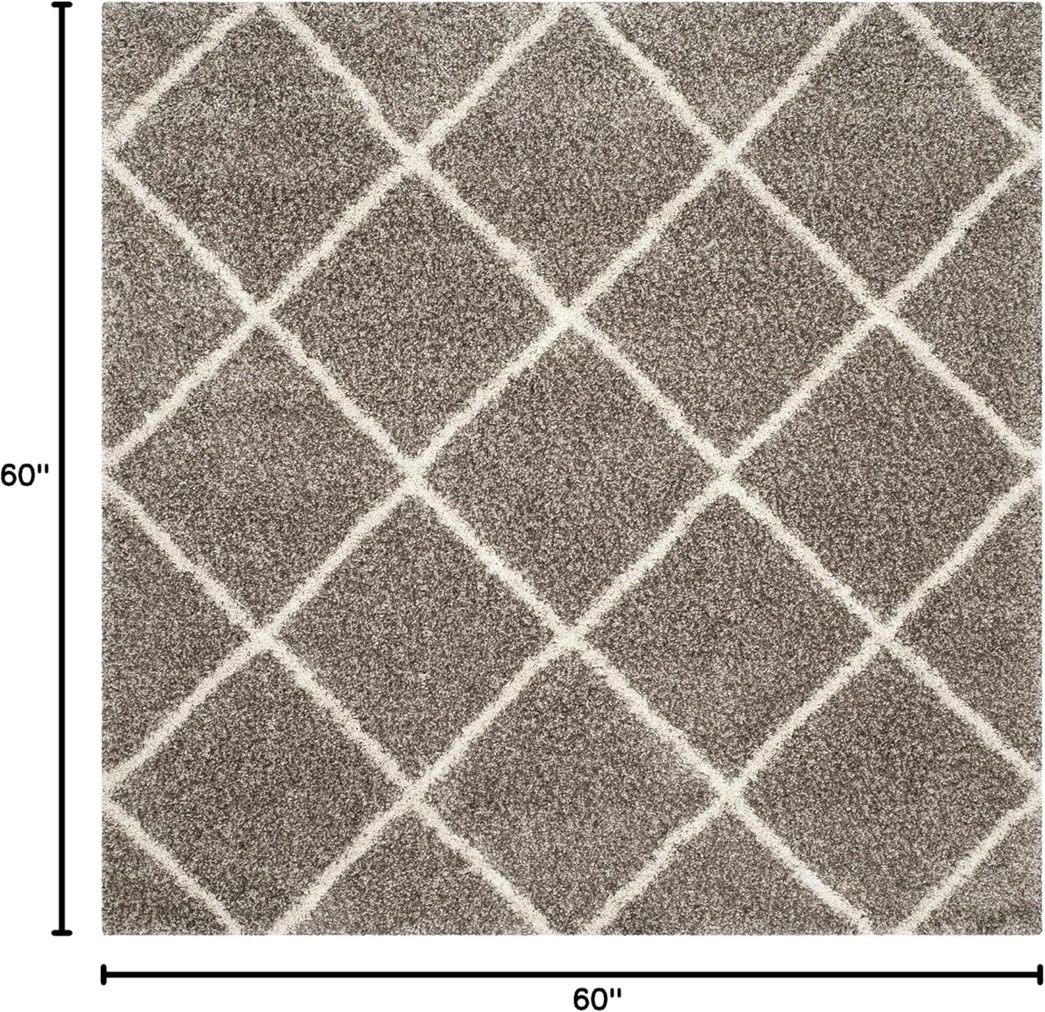 image:imageSAFAVIEH Hudson Shag Collection Area Rug 53 x 76 Ivory amp Grey Modern Trellis Design NonShedding amp Easy Care 2inch Thick Ideal for High Traffic Areas in Living Room Bedroom SGH281AGreyIvory