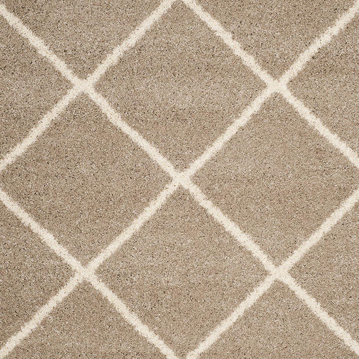 image:imageSAFAVIEH Hudson Shag Collection Area Rug 53 x 76 Ivory amp Grey Modern Trellis Design NonShedding amp Easy Care 2inch Thick Ideal for High Traffic Areas in Living Room Bedroom SGH281ABeigeIvory