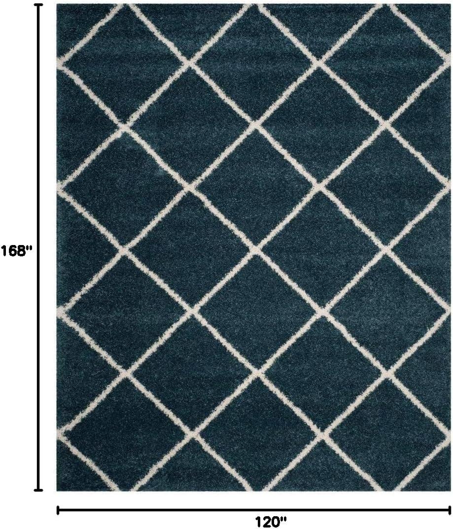 image:imageSAFAVIEH Hudson Shag Collection Area Rug 53 x 76 Ivory amp Grey Modern Trellis Design NonShedding amp Easy Care 2inch Thick Ideal for High Traffic Areas in Living Room Bedroom SGH281ASlate BlueIvory