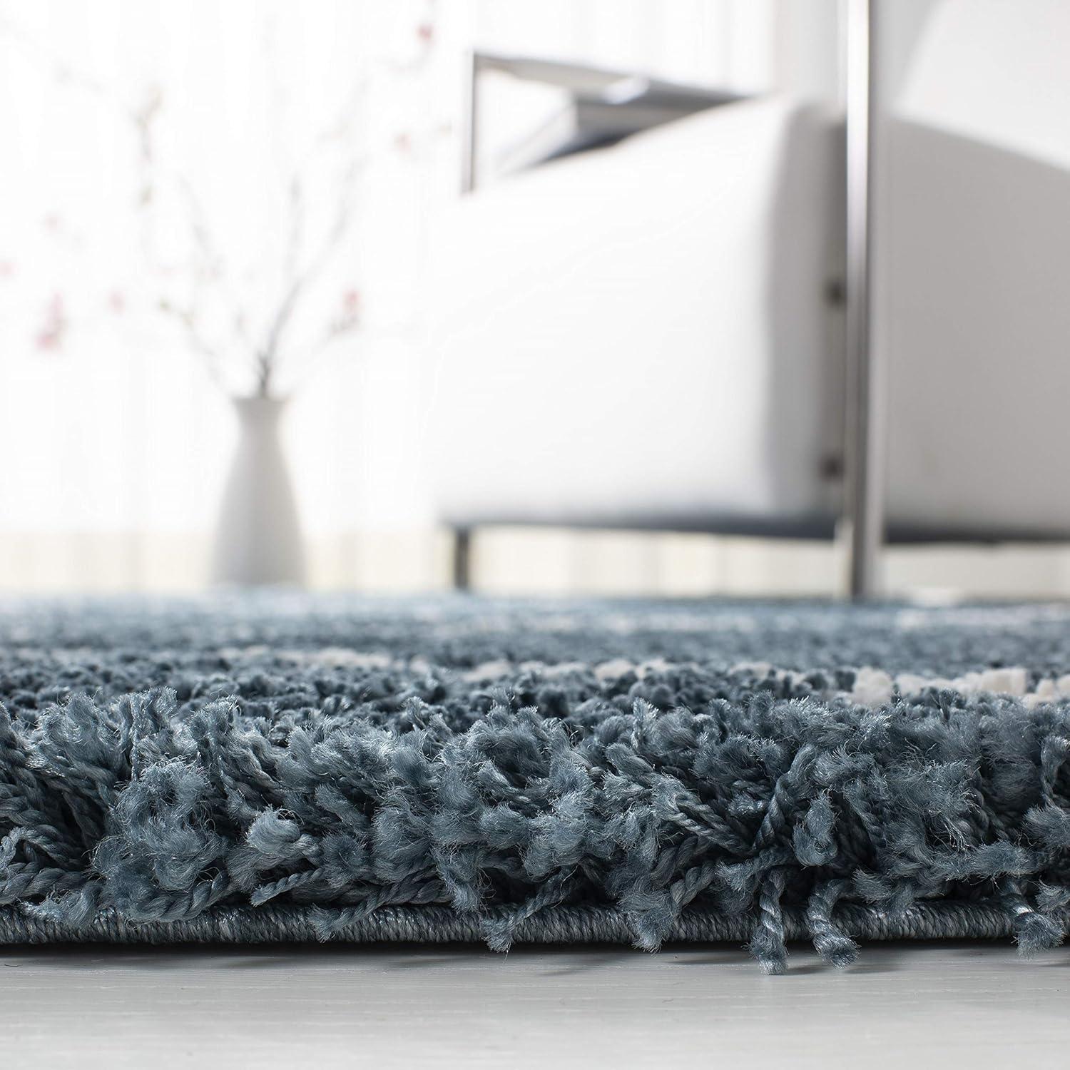 image:imageSAFAVIEH Hudson Shag Collection Area Rug 53 x 76 Ivory amp Grey Modern Trellis Design NonShedding amp Easy Care 2inch Thick Ideal for High Traffic Areas in Living Room Bedroom SGH281ASlate BlueIvory