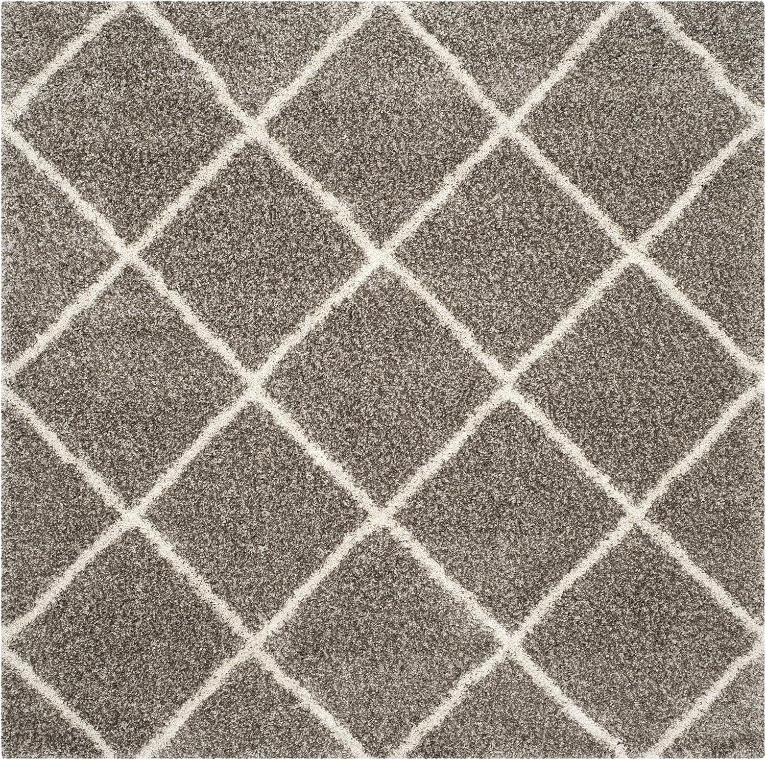 image:imageSAFAVIEH Hudson Shag Collection Area Rug 53 x 76 Ivory amp Grey Modern Trellis Design NonShedding amp Easy Care 2inch Thick Ideal for High Traffic Areas in Living Room Bedroom SGH281AGreyIvory