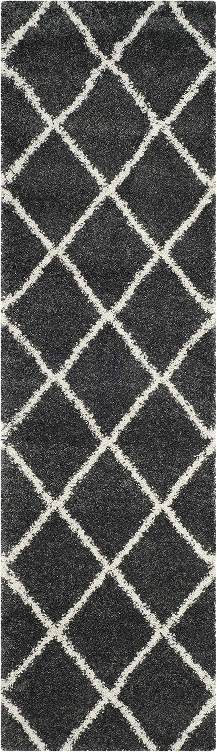 image:imageSAFAVIEH Hudson Shag Collection Area Rug 53 x 76 Ivory amp Grey Modern Trellis Design NonShedding amp Easy Care 2inch Thick Ideal for High Traffic Areas in Living Room Bedroom SGH281ADark GreyIvory